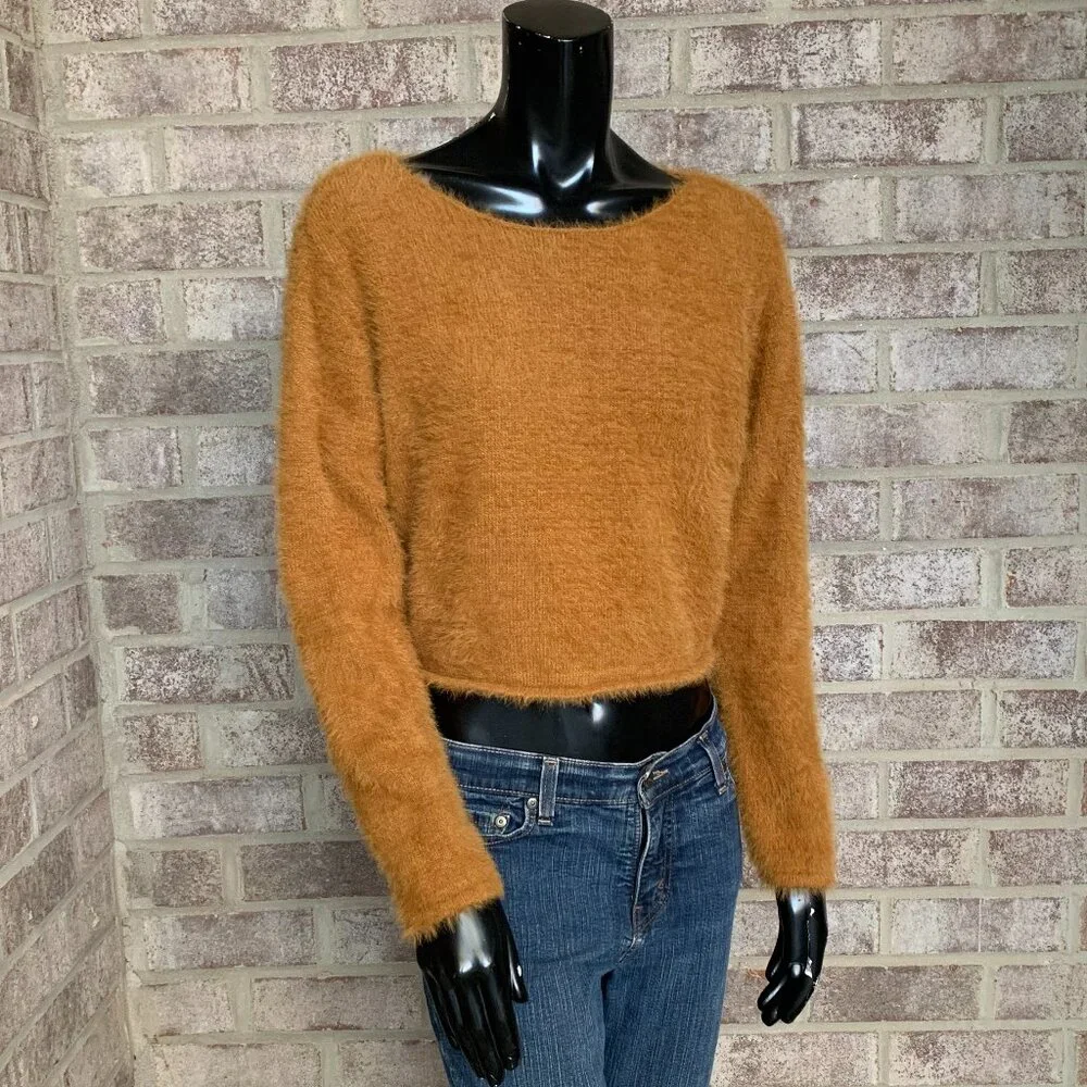 Pilcro By Anthropologie Fuzzy Long Sleeve Cropped Sweater Sz SP - Picture 5 of 10